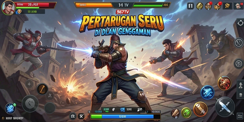 Tangkapan layar utama 567TV dengan aksi pertempuran yang mendebarkan.