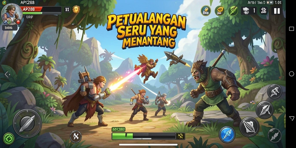 Tangkapan layar API288 menampilkan aksi seru dalam petualangan yang menantang.