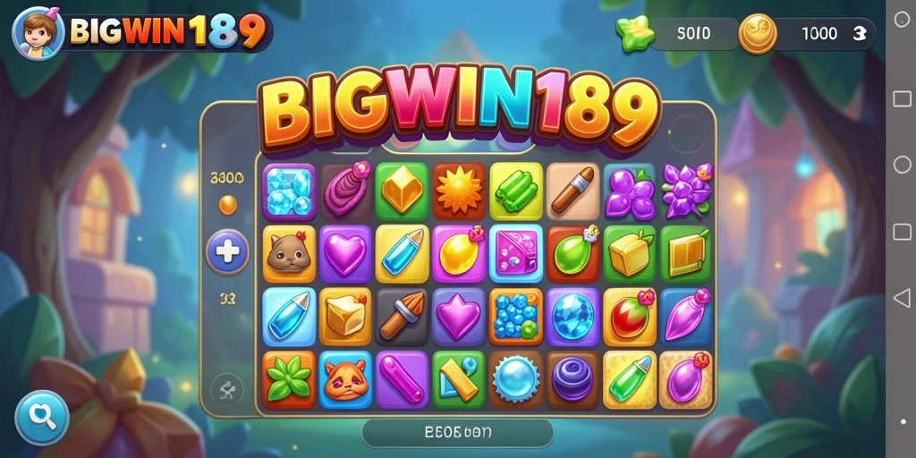 Tangkapan layar game BIGWIN189 yang menunjukkan aksi Match-3 yang seru.