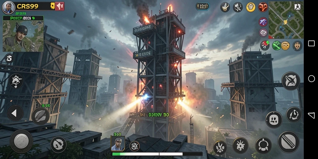 Screenshot gameplay Tower Defense dari CRS99 menunjukkan strategi penempatan menara.