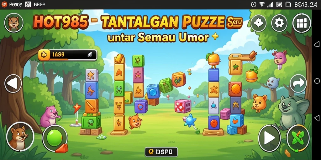 Tampilan gameplay menarik dari puzzle HOT985 yang menantang.