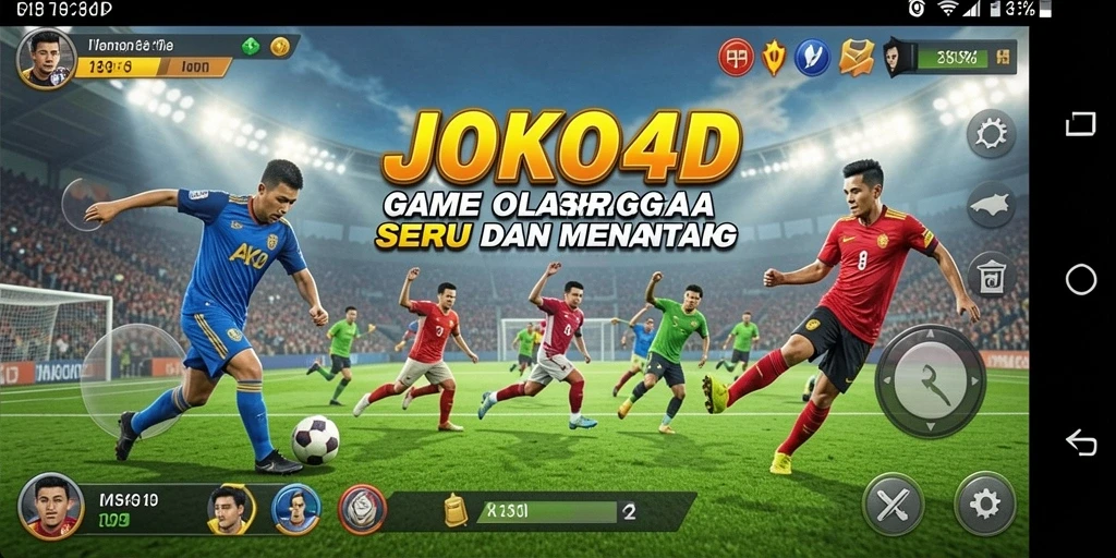 Screenshot gameplay JOKO4D menampilkan aksi seru di lapangan olahraga.
