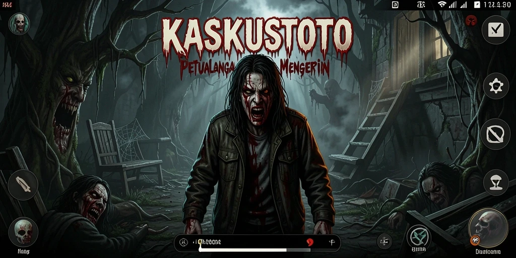 Tangkapan layar gameplay KASKUSTOTO dengan suasana horor yang mencekam.