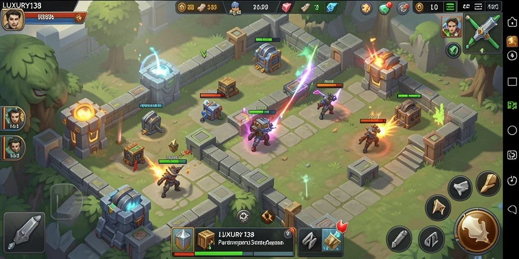 Tampilan gameplay LUXURY138 yang intens dalam Tower Defense.