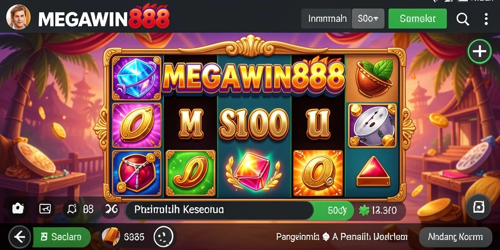 Tampilan dinamis gameplay slot di MEGAWIN888 yang seru