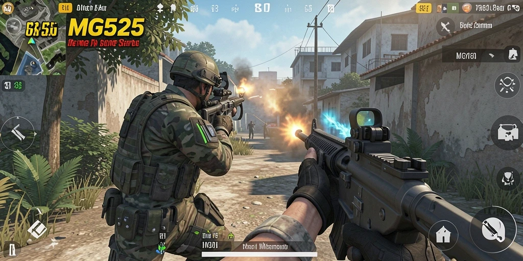 Gameplay seru MG525 dengan grafik mengesankan di medan perang.