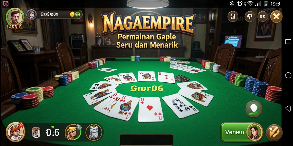 Tampilan screenshot utama NAGAEMPIRE menampilkan gameplay Gaple yang seru.