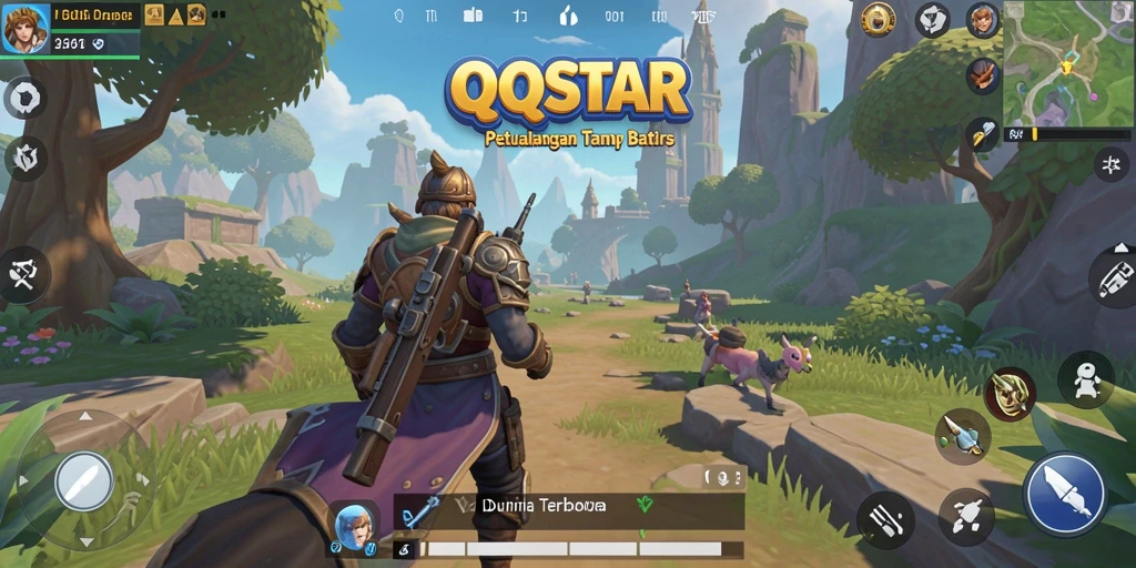 Tampilan gameplay memukau di dunia terbuka QQSTAR.