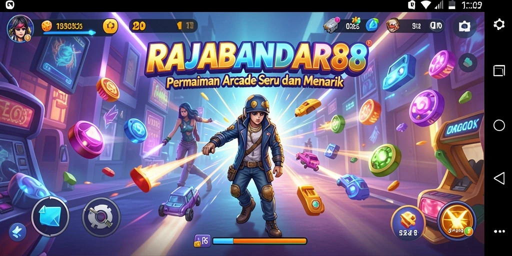Screenshot menampilkan serunya gameplay RAJABANDAR88 dalam mode Arcade.