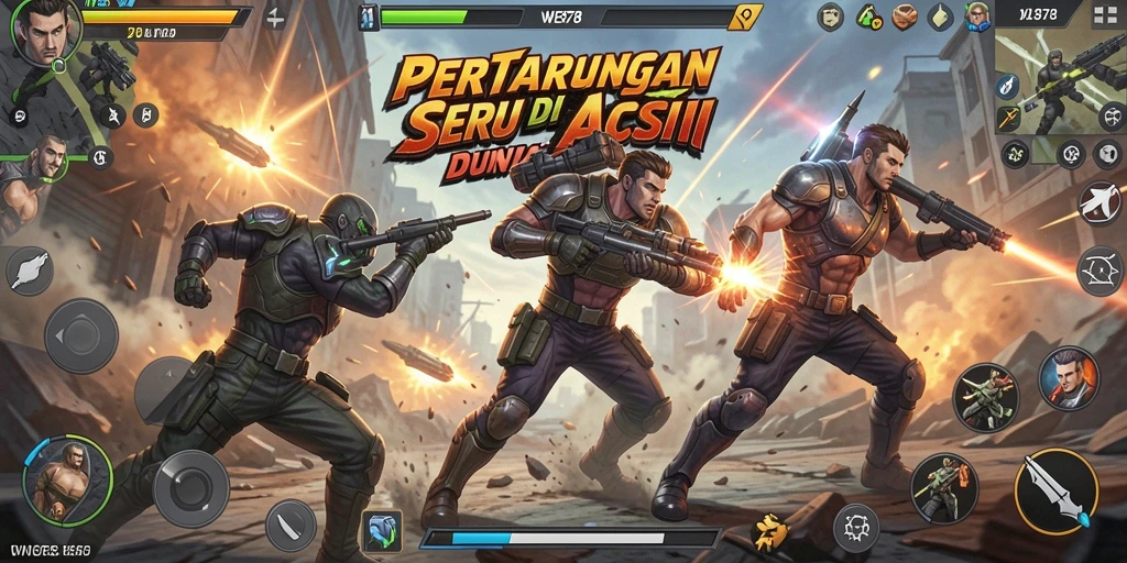 Tampilan seru dari gameplay <strong>WE878</strong> saat bertarung melawan musuh.