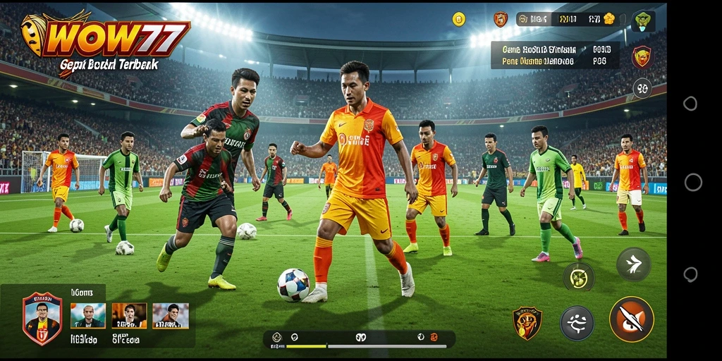 Screenshot WOW77 menampilkan gameplay sepak bola yang menegangkan.